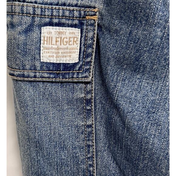VTG Y2K 2004 Tommy Hilfiger Cargo Jeans Capris Grunge Skater Blue Size 4 Pockets - Picture 7 of 12